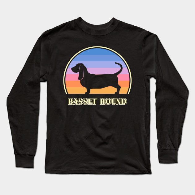 Basset Hound Vintage Sunset Dog Long Sleeve T-Shirt by millersye